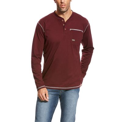 Ariat Work: Rebar Pocket Henley Hombre - Rosas Gris (EMNOS4072)